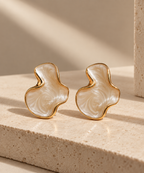 Wave Earrings — Ivory & Gold